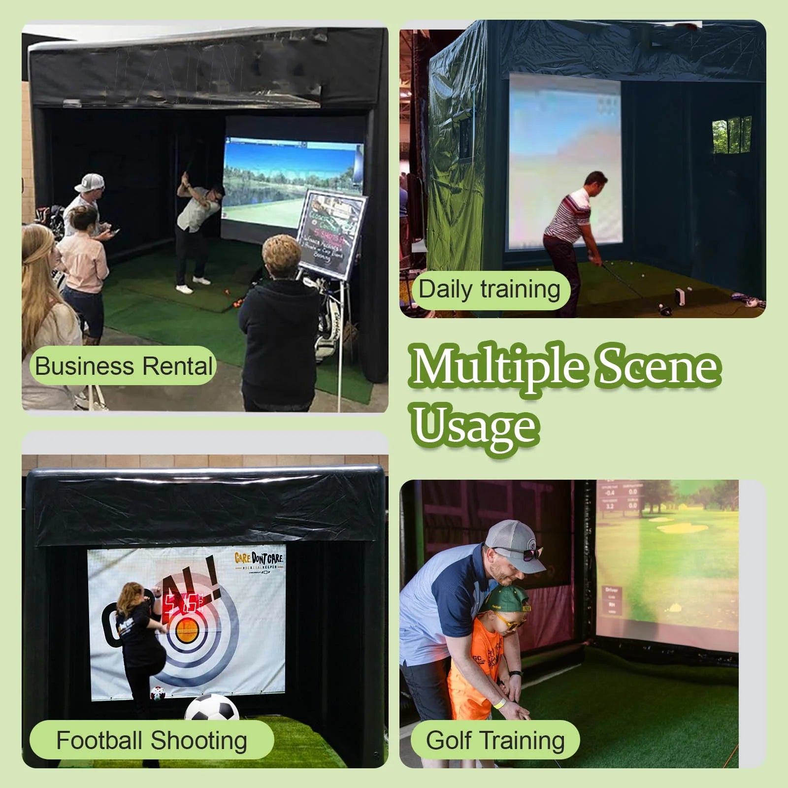 Portable Inflatable Golf Simulator Set - 13X10Ft Dual - Use (Indoor & Outdoor) Golf Practice Swing System with Inflatable Tent & Pump