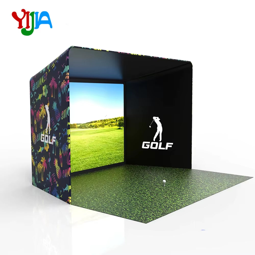 10/12/14Ft Outdoor Golf Training Simulator Cage Sports Practice Golf Simulator Enclosure with Impact Netting and All Poles